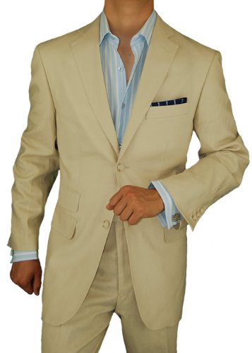 Bianco Brioni Linen Suit Beige